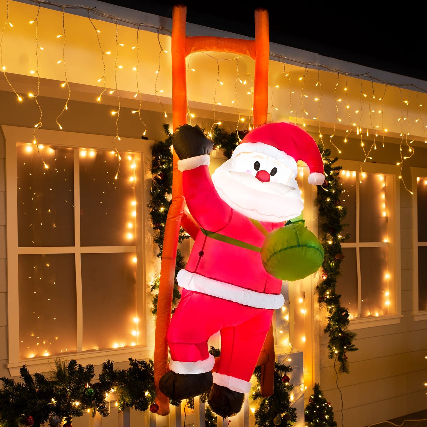 Joiedomi 6 FT Christmas Inflatable Climbing Santa, Hanging Inflatable Christmas Yard Decorations with Build-in LEDs, Blow Up Inflatables for Xmas Party Indoor, Outdoor, Yard, Garden, Lawn Décor