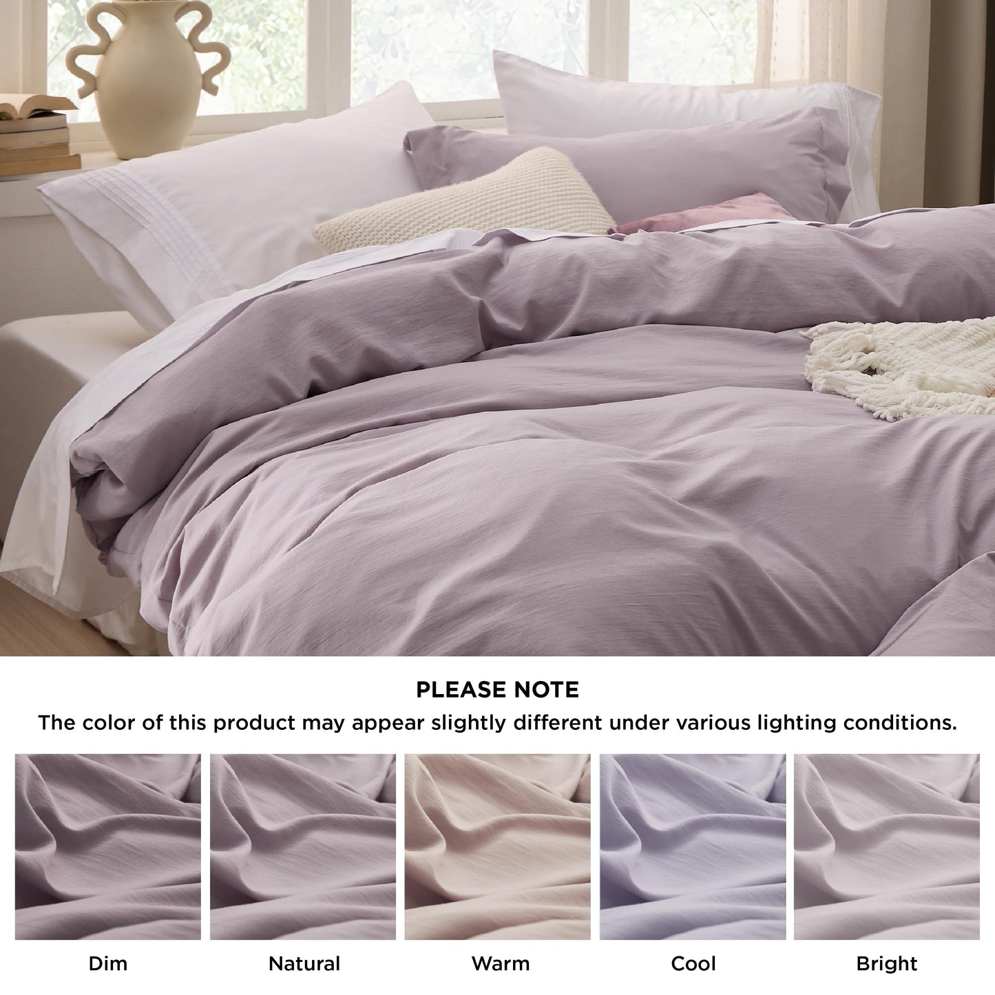 Bedsure Dusty Purple Twin Duvet Cover Set - Soft Prewashed Duvet Cover Twin Size, 2 Pieces, 1 Duvet Cover 68x90 Inches with Zipper Closure and 1 Pillow Sham, Comforter Not Included