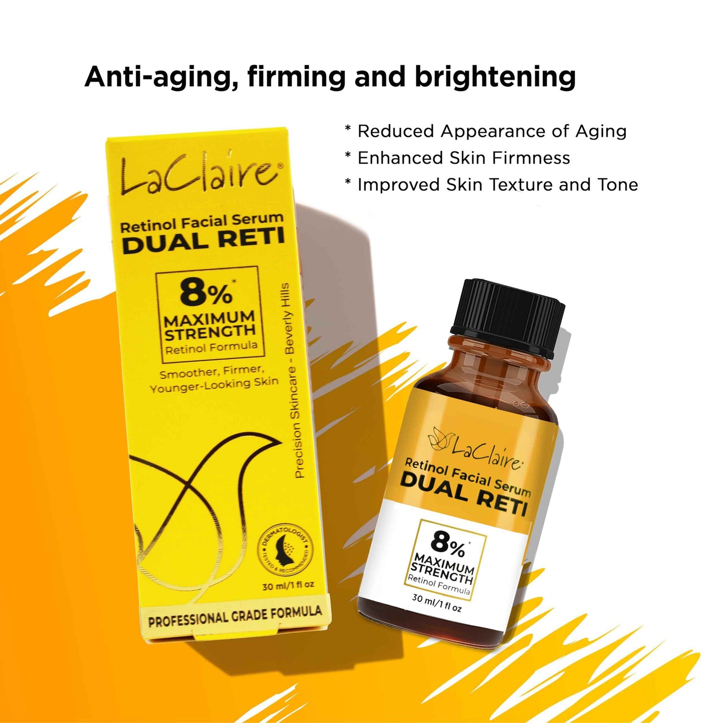 LaClaire Retinol Complex Face Serum, Anti-Aging, Brightening, Firming, Smoothing, 30 ml