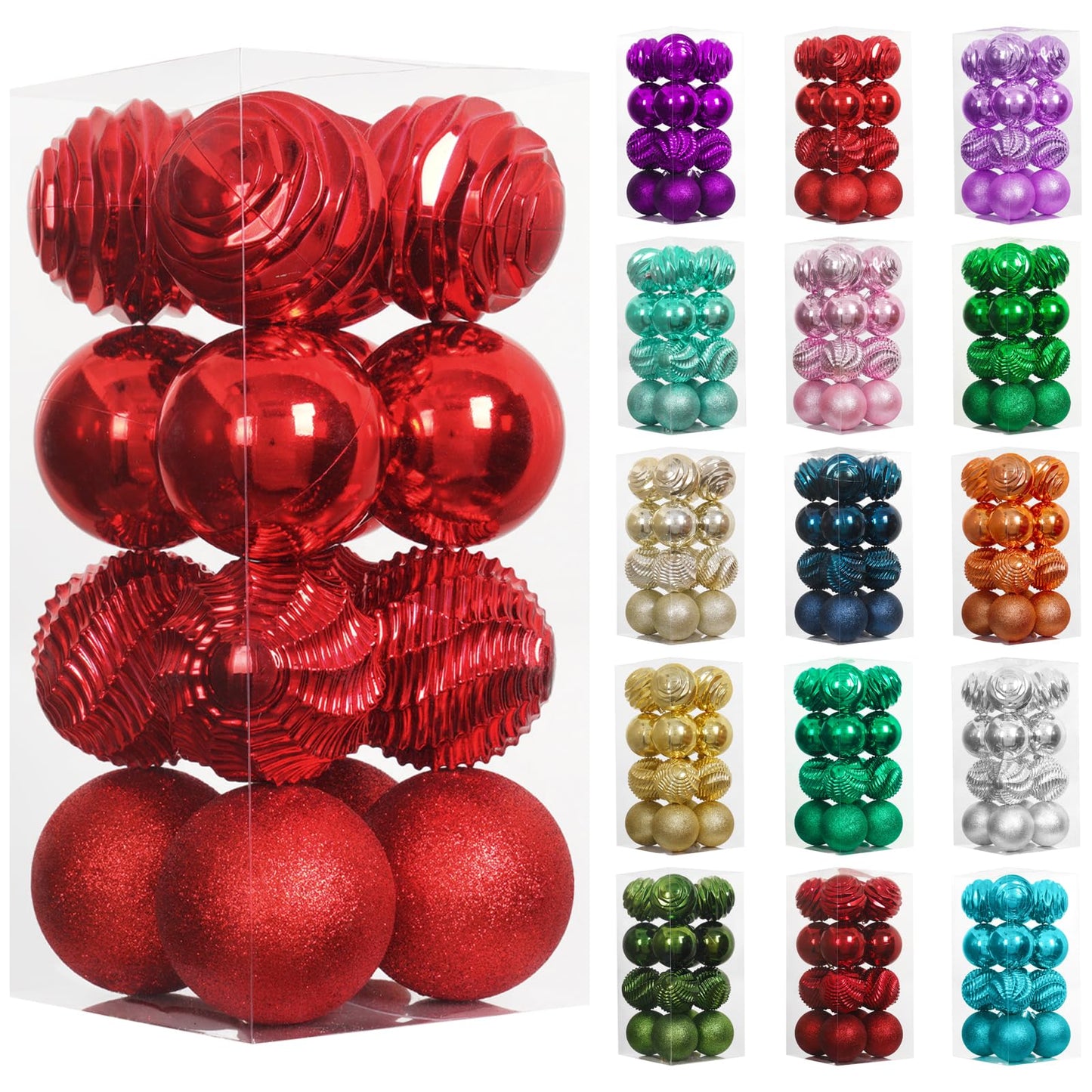 XmasExp 16ct Christmas Balls Ornaments - Shatterproof Large Hanging Ball Decorative Xmas Balls for Holiday Wedding Party Xmas Tree Decoration(3.15"/80mm, Red)