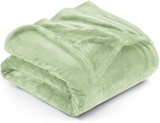 Utopia Bedding Fleece Blanket King Size Sage Green 300GSM Luxury Fuzzy Soft Anti-Static Microfiber Bed Blanket (90x102 Inches)