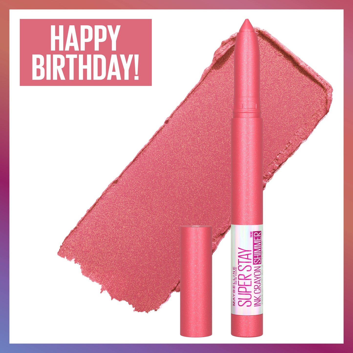 MAYBELLINE New York Super Stay Ink Crayon Matte Longwear Lipstick Makeup, Long Lasting Matte Lipstick with Built-In Sharpener, Limited Edition Birthday Collection, Happy Birthday!, 0.04 oz