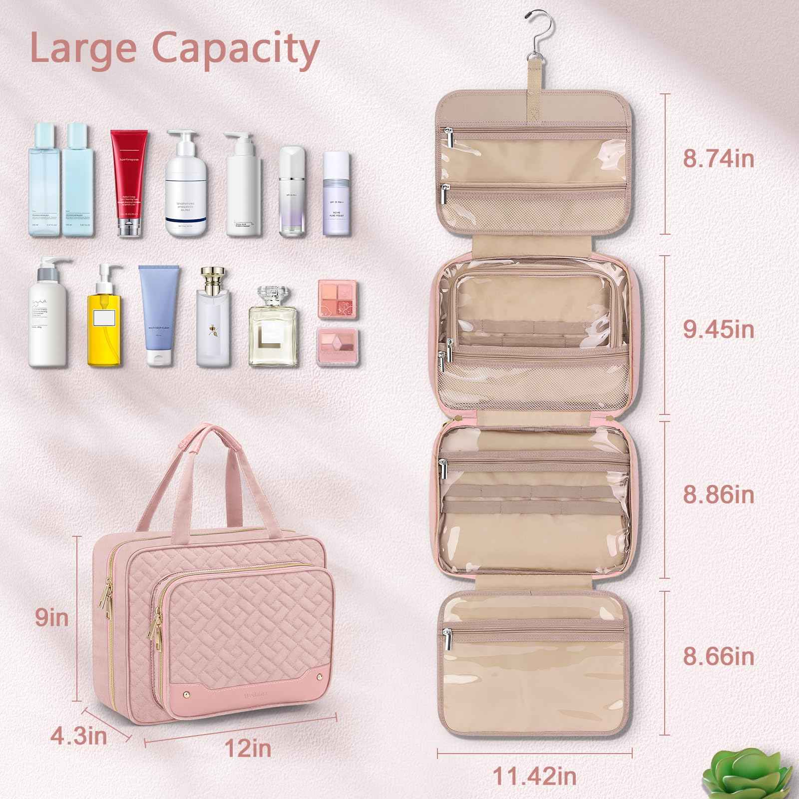 Wedama TSA Approved Toiletry Bag + Hanging Travel Toiletry Bag with Jewelry Organizer Compartment Large Makeup Bag for Travel Business Trips Camping Bathroom