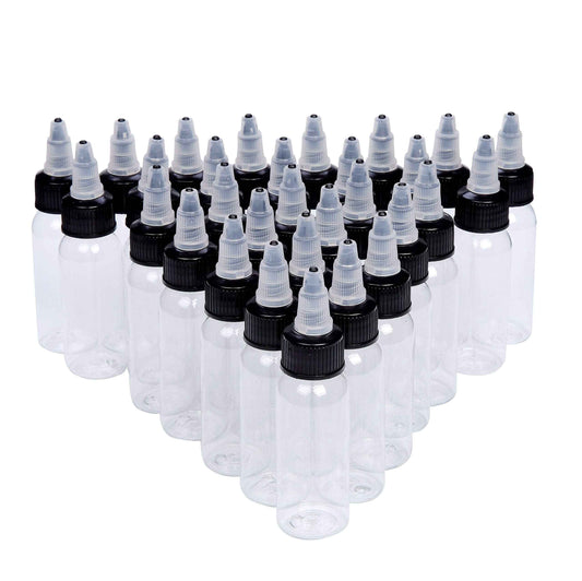 new star tattoo 30ml Empty Tattoo Ink Bottles, 30pcs 1oz Tattoo Twist Cap Plastic Clear Transparent Tattoo Pigment Container Bottle 1oz,30ml Tattoo Squeeze Bottles (30pcs)
