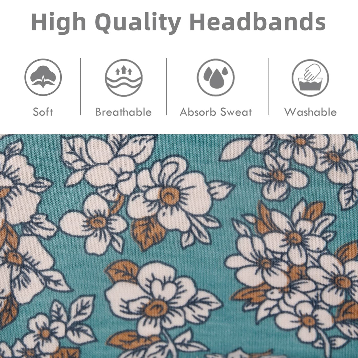 Huachi Boho Headbands for Women Wide Head Bands Yoga Workout Hair Bands for Women's Hair Non Slip Summer Womens Headbands Hair Accessories 6 Pack