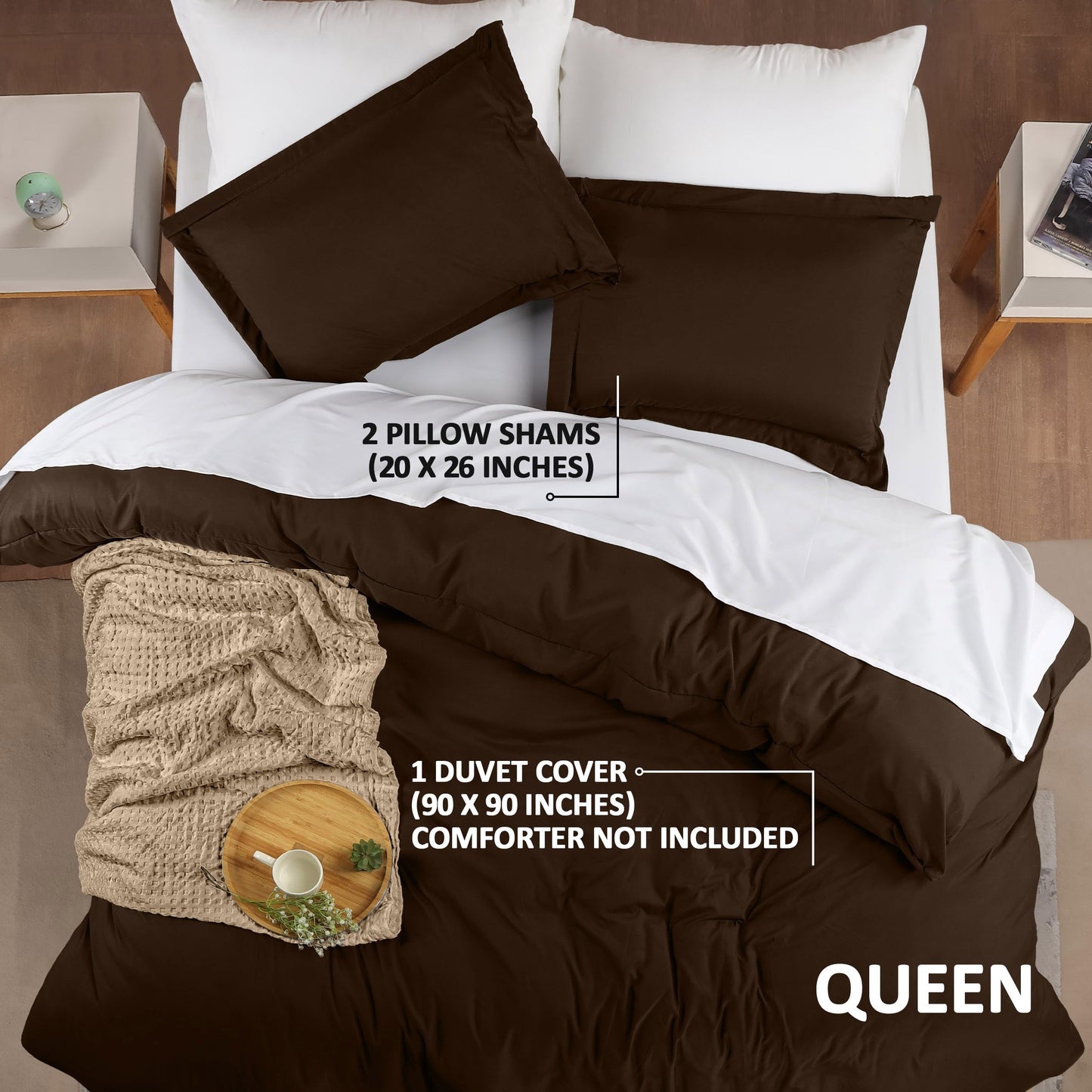 Utopia Bedding Duvet Cover Queen Size - 1 Duvet Cover with 2 Pillow Shams - 3 Pieces Bedding Duvet Cover with Zipper Closure - Soft Brushed Microfiber, 90 X 90 Inches (Pack of 10, Queen Brown)