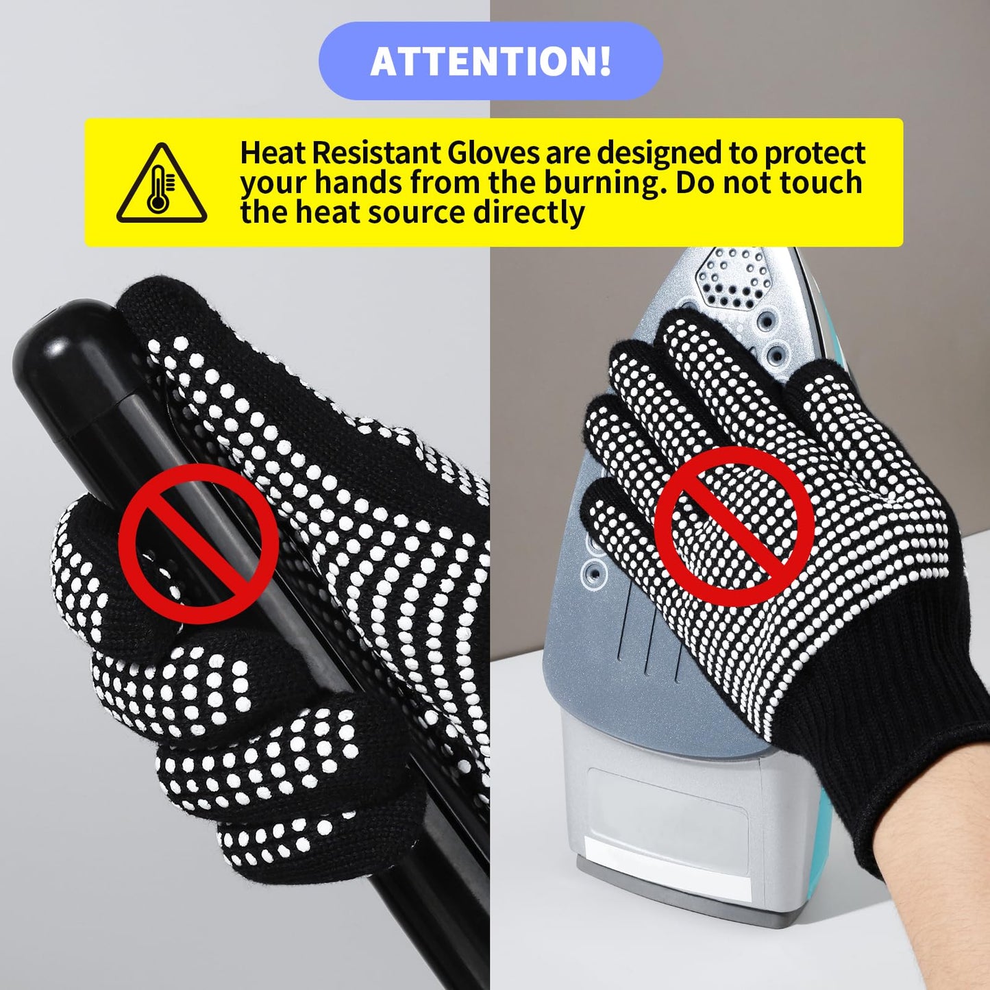 Teenitor 2 Pcs Heat Resistant Gloves With Silicone Bumps, Heat Resistant Gloves For Sublimation, Heat Protection Gloves For Hair Styling White