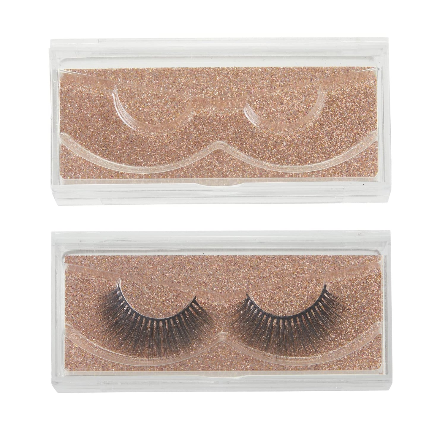 Stockroom Plus 30-Pack Rose Gold Glitter Empty Eyelash Case for False Eyelashes, Lash Cases Empty Bulk Wholesale with Glitter Paper Card for Makeup Artists (4.4 x 2 Inches, 0.55" Width)