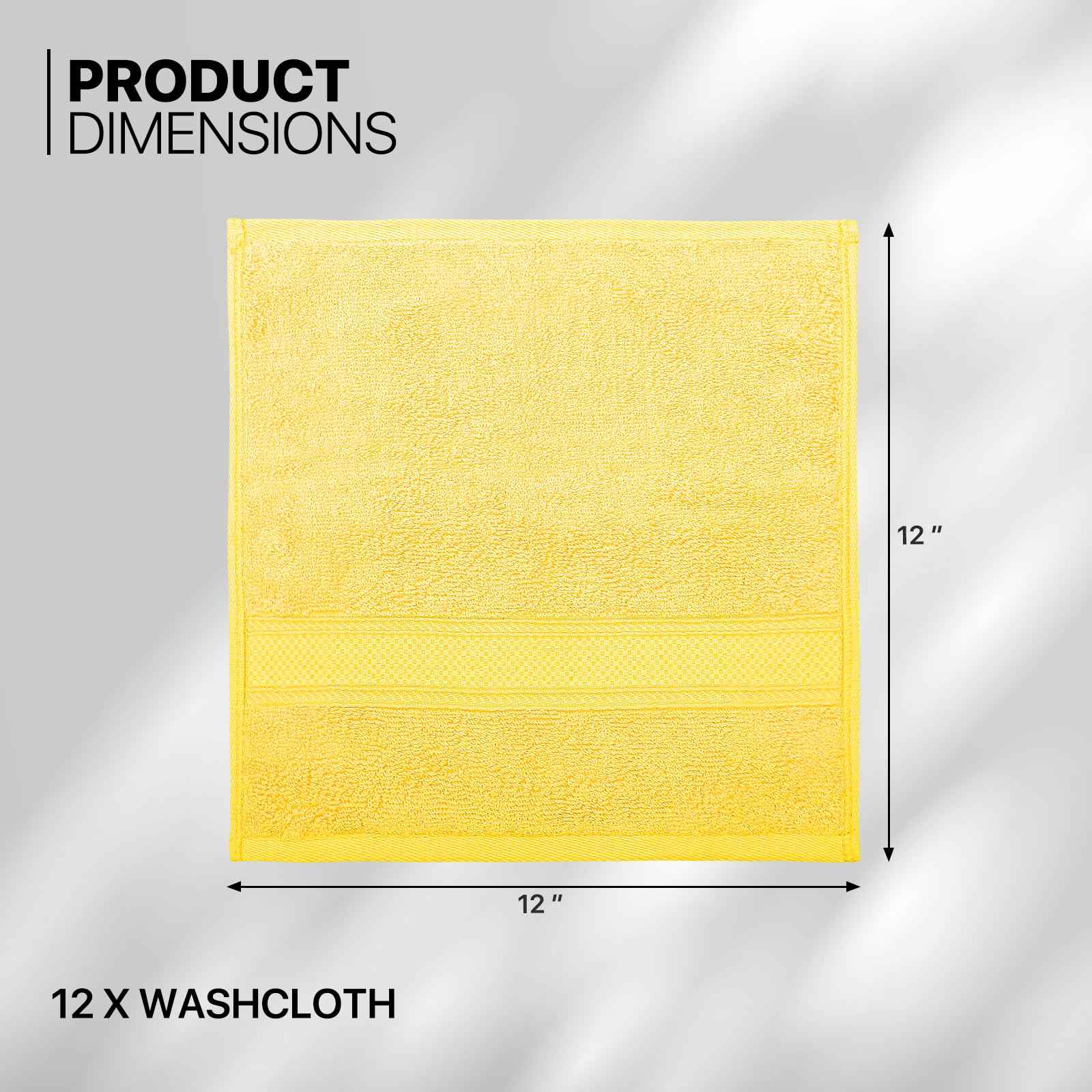 MoNiBloom 12-Piece 100% Cotton Face Wash Cloth Set for Bathroom Home Hotel Spa Gym Yoga Shower Highly Absorbent Ultra Soft Quick-Dry (Lemon Yellow)