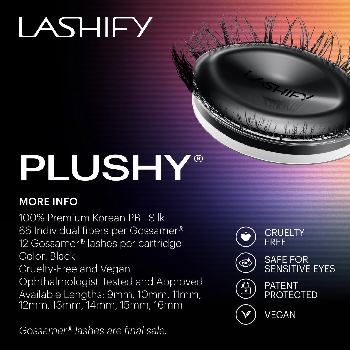 Lashify Plushy 13mm Gossamer Lashes in Black, Easy DIY False Lashes for a Voluminous Yet Still Natural Look