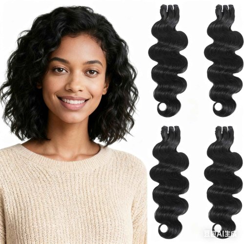 DAHONG HAIR 12A Brazilian Virgin Human Hair Body Wave 4 Bundles (12-12-12-12 Inch) – Unprocessed, Natural Black, Quick Weave for Occasion & Daily Looks