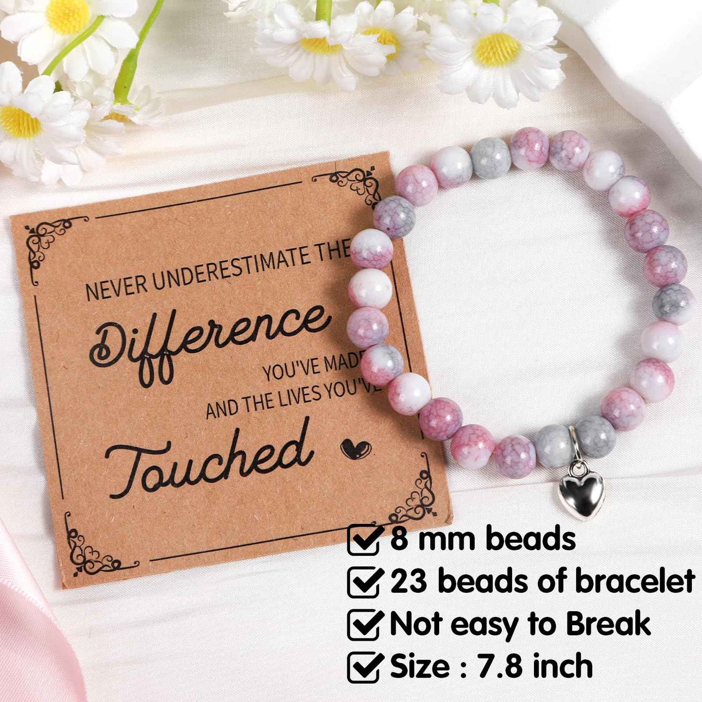 Falueqg Social Worker Appreciation Gifts - 3Pcs Social Worker Gifts for Women, Social Workers Canva Makeup Bag Keychain Bracelet for Social Worke Volunteer Nurse Teacher Graduation Christmas Gift