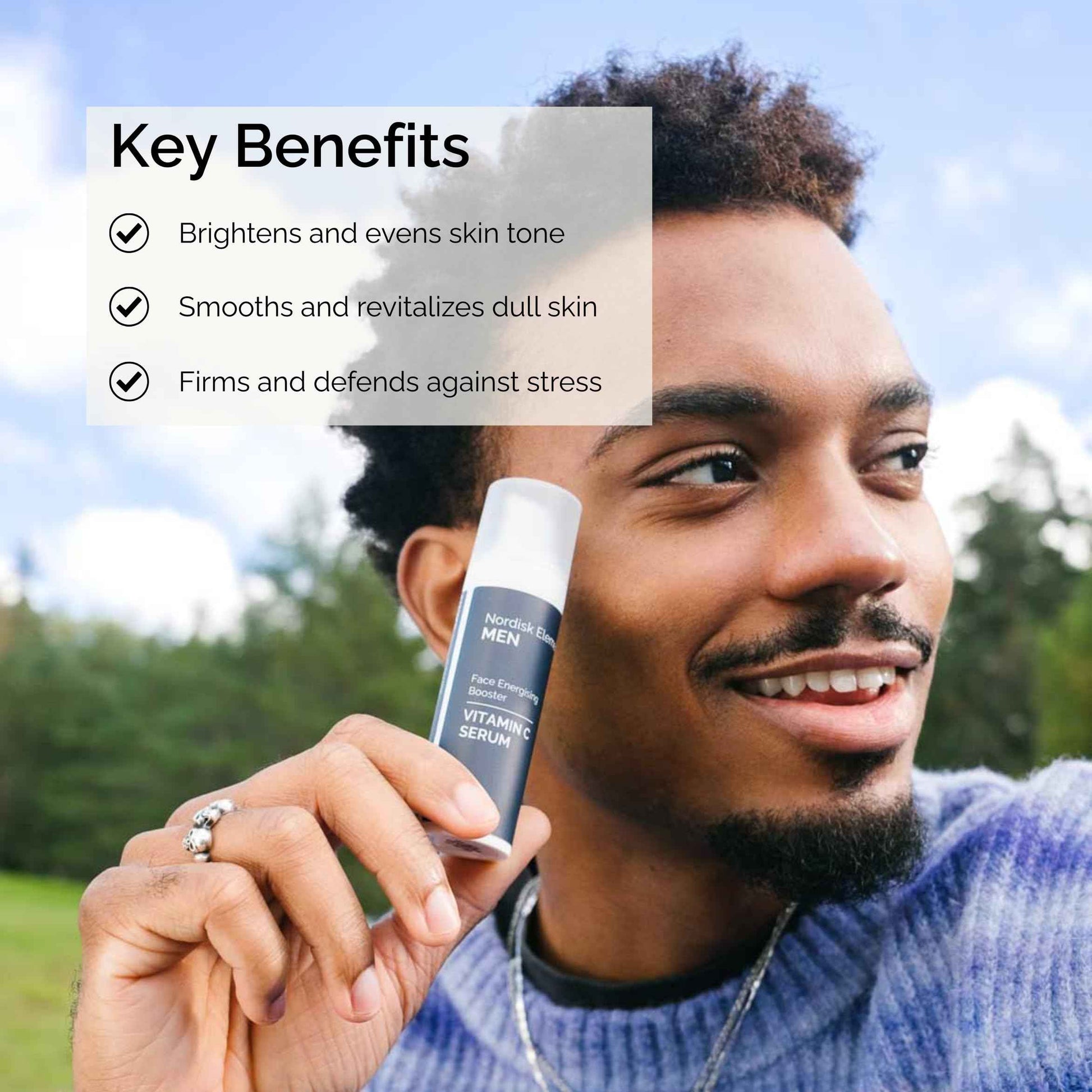 Nordisk Element Vitamin C Face Serum for Men with Hyaluronic Acid – Brightening Anti-Aging Face Serum for Dark Spots, Uneven Tone, and Wrinkles – Hydrating Daily Moisturizer with Citrus Aroma, 1 Fl Oz