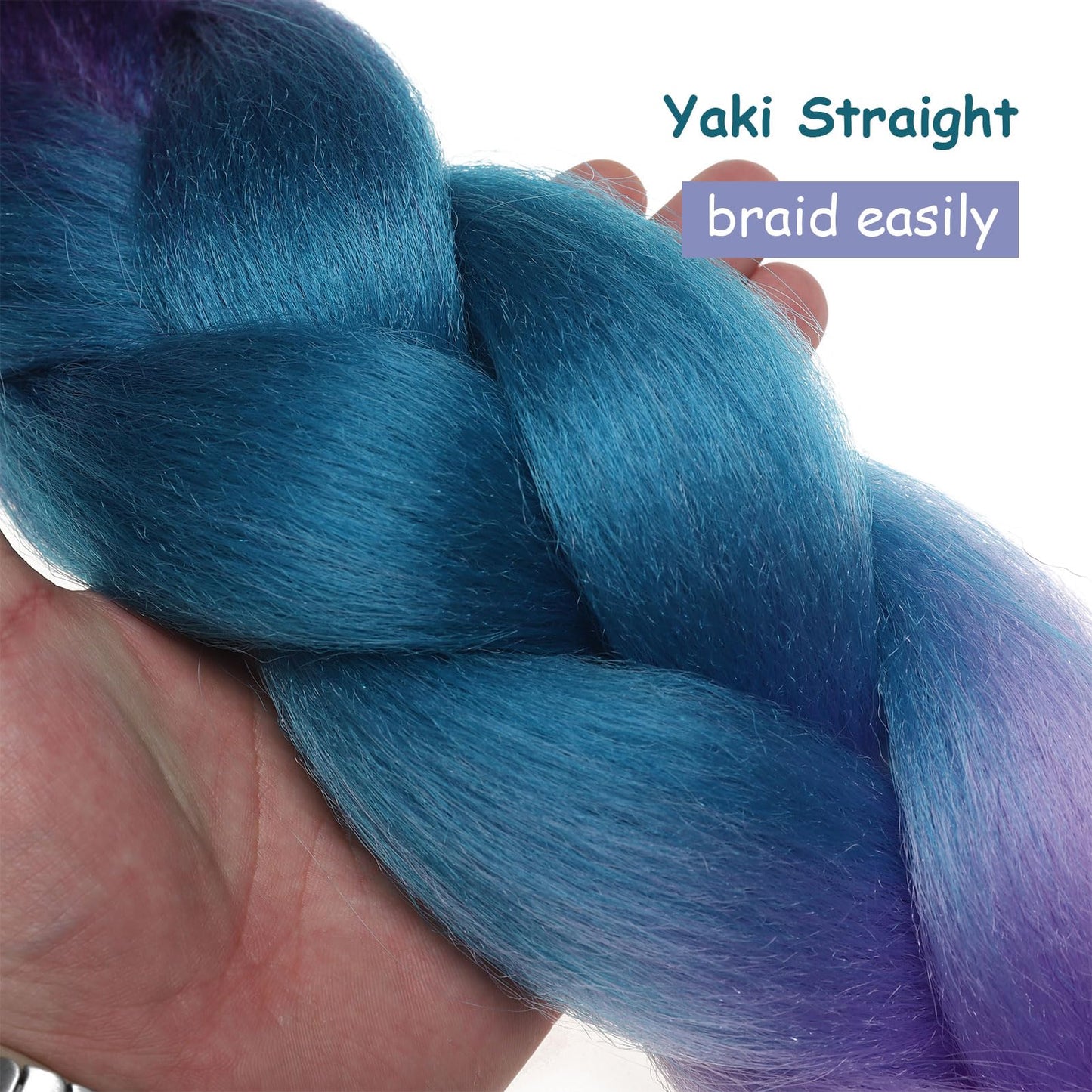 Ombre Braiding Hair Pre Stretched 6 Packs Synthetic Hair Extensions for Braids 24 inch Purple Teal Purple Braiding Hair Jumbo Festival Colorful Braid Hair