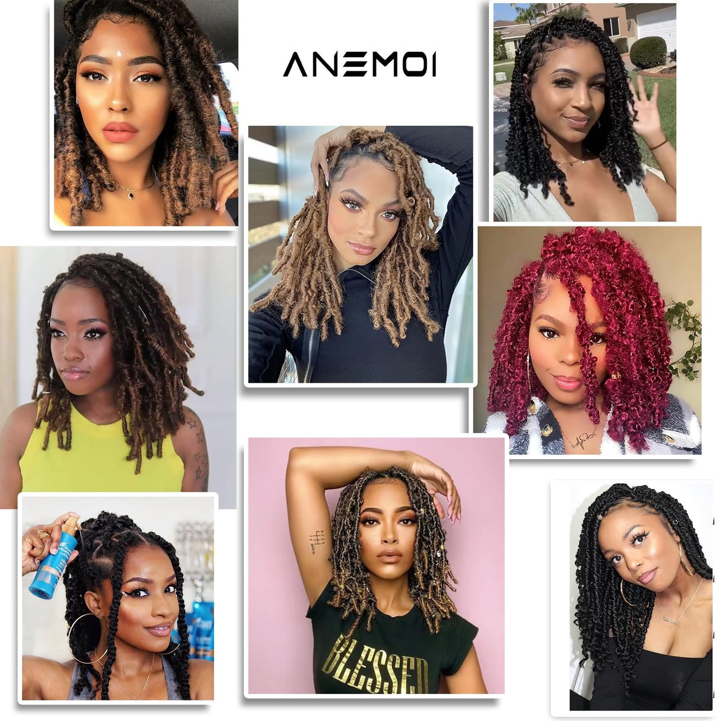 Anemoi Red Burgundy Marley Twist Braiding Hair, 10 Inch 4 Packs Springy Afro Kinky Twist Hair,Pre-Fluffed Spring Twist Hair Twisted Up Marley Hair For Black Women Crochet Braids(10inch,4packs,BUG#)