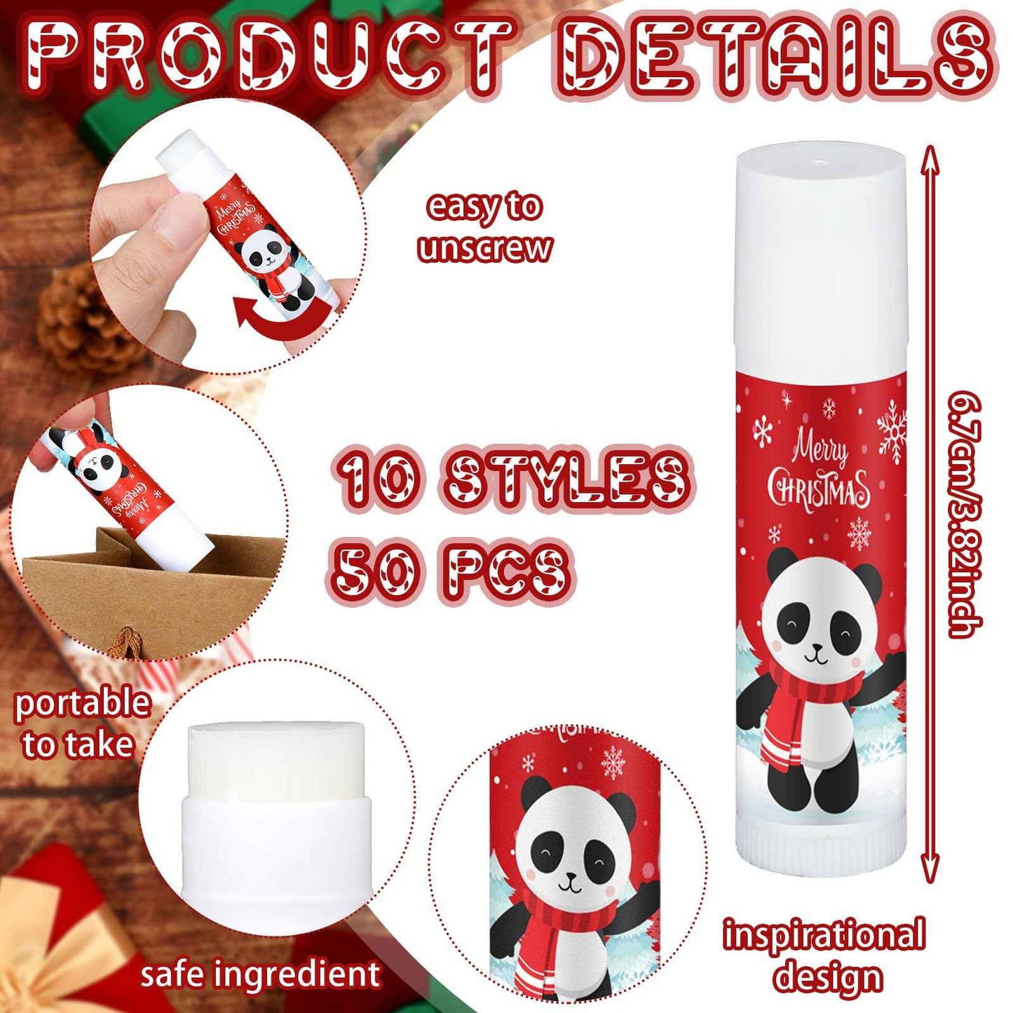 50 Pack Christmas Lip Balms Bulk Christmas Stocking Stuffers Small Xmas Gifts for Coworkers Gingerbread Man Snowman Holiday Thank You Employee Appreciation Gifts for Coworkers Adults Women Men Staff