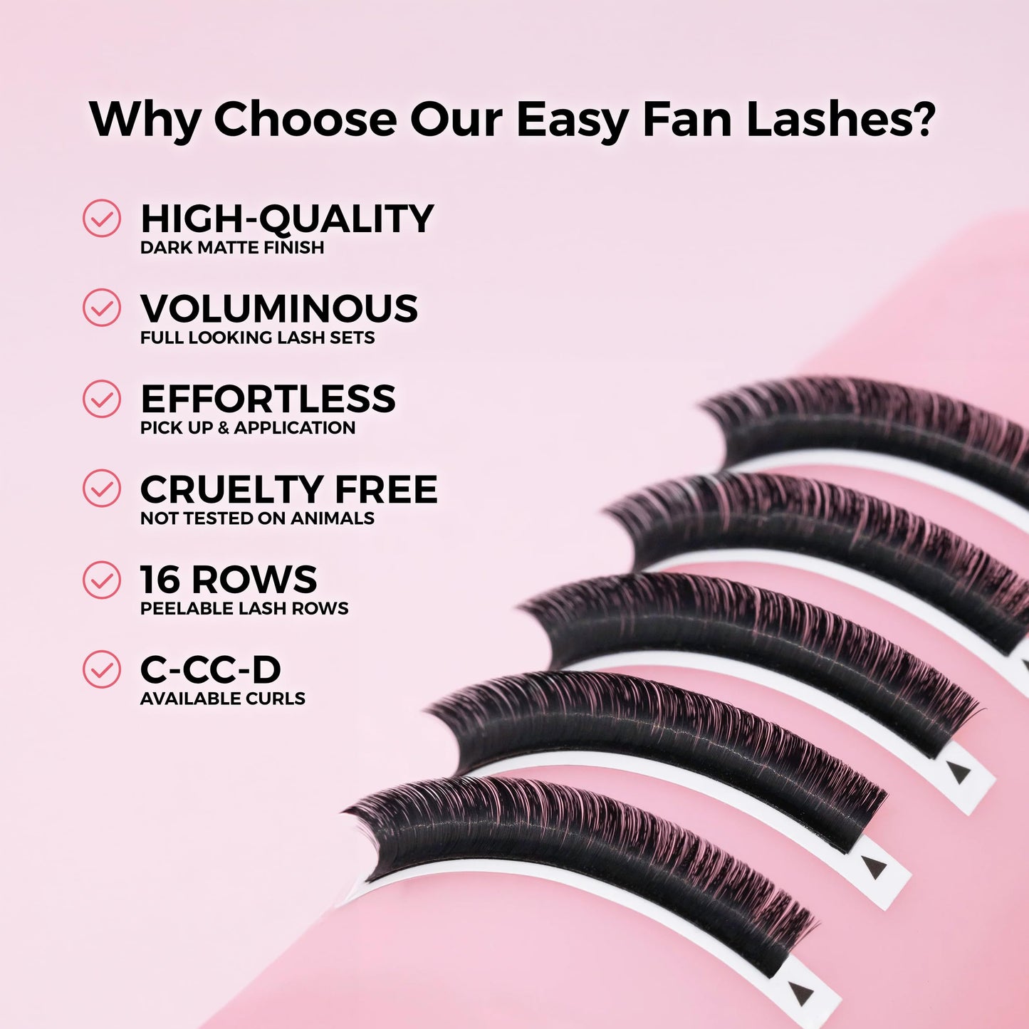 LLBA Easy Fan Eyelash Extensions | 0.03~0.07mm Thickness | C CC D Curl | 9mm-16mm Mixed & Single Length | Super Matte Black Volume Self Fanning Lash Extensions, Professional Supplies for Lash Techs