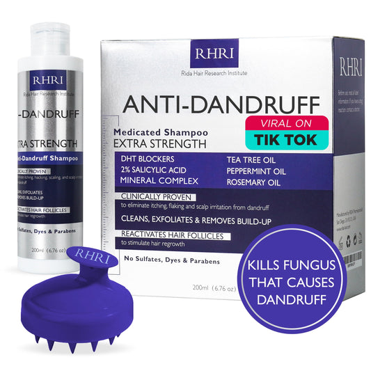 Anti Fungal Dandruff Mens Shampoo w/Dandruff Brush | Medicated, Clarifying, Psoriasis & Biotin Shampoo w/Salicylic Acid | For Dry, Itchy, Flaky, Irritated Scalp & Hair Growth