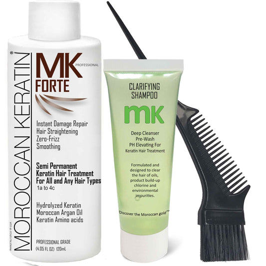 Moroccan Keratin FORTE Brazilian Straightening Treatment for All Hair Types - Coarse, Thick, Curly, African, Black, Hispanic, Dominican - Keratina Para Alisar El Pelo