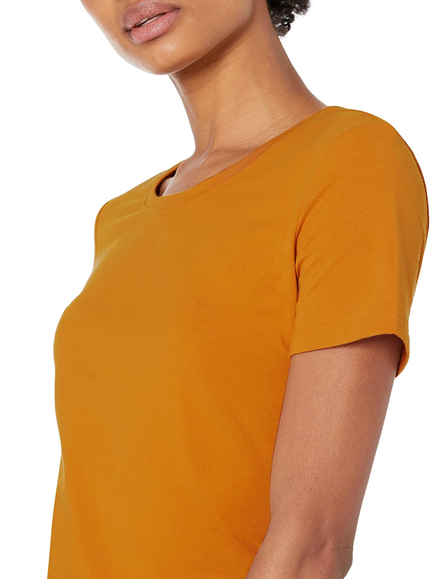 Amazon Essentials Women's Classic-Fit Short-Sleeve Crewneck T-Shirt, Pack of 2, Coral Orange/Golden Yellow, X-Small