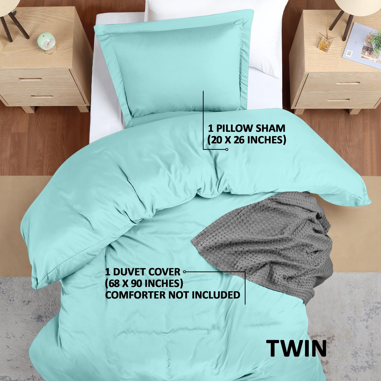 Utopia Bedding Duvet Cover Twin Size - 1 Duvet Cover with 1 Pillow Sham - 2 Pieces Bedding Duvet Cover with Zipper Closure- Soft Brushed Microfiber, 68 X 90 Inches (Pack of 10, Twin Spa Blue)