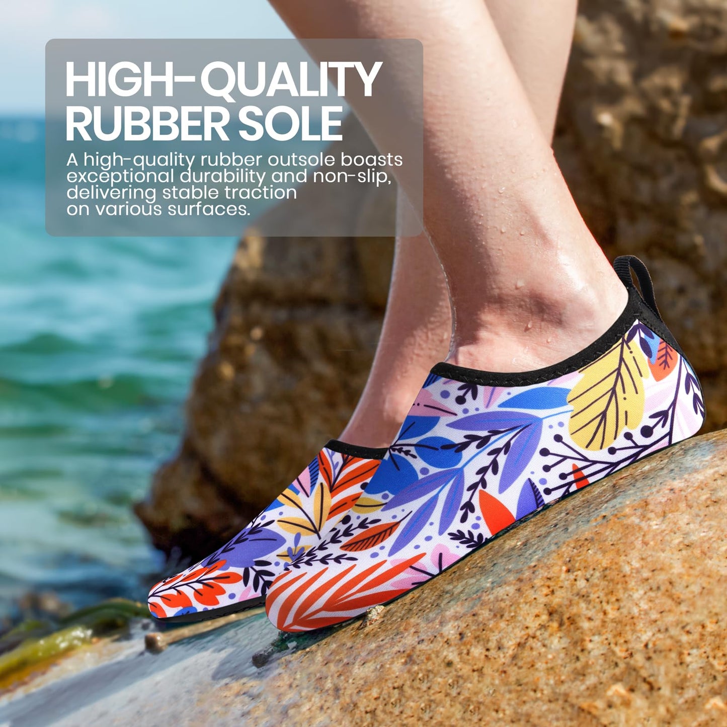 SEEKWAY Water Shoes Barefoot Aqua Socks Quick-Dry Non Slip Shoes for Beach Swim Pool River Boating Surf Women Men Leaf SK002(U)