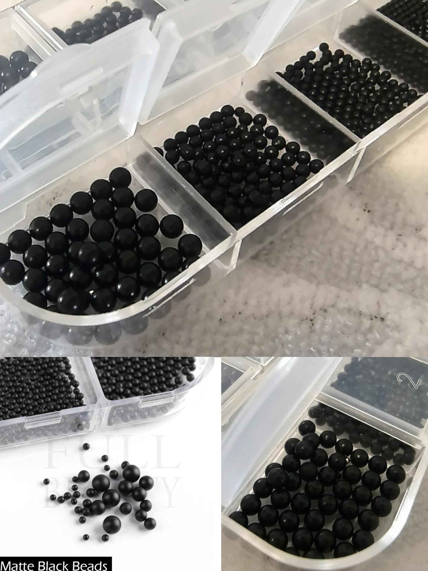 Chunmeng 12 Grids Art Charms Metal Beads 3D Caviar Small Steel Ball Nail Accessories Nail Art Metal Mini 3D Mixed Sizes DIY ons Accessories （Black）