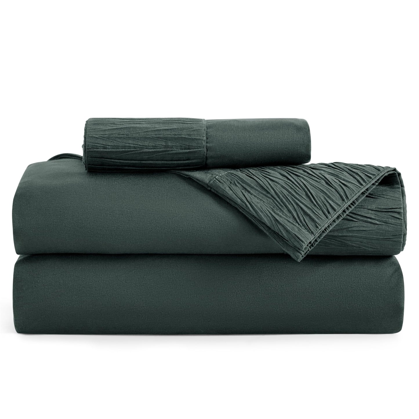 Bedsure Twin Sheets Set - Soft Twin Bed Sheets, 3 Pieces Hotel Luxury Forest Green Sheets Twin, Easy Care Polyester Microfiber Cooling Bed Sheet Set