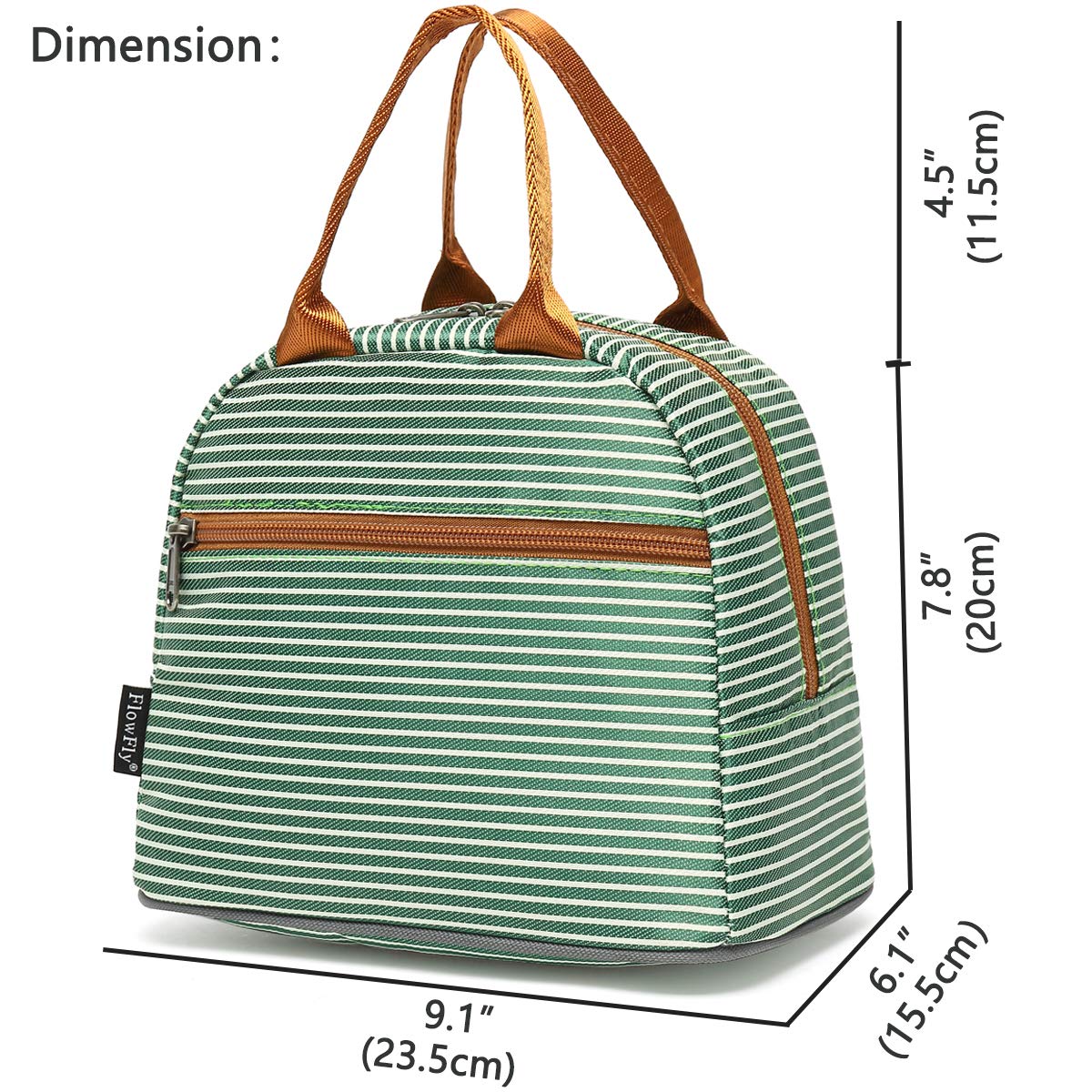 FlowFly Lunch Bag Tote Bag Lunch Organizer Lunch Holder Insulated Lunch Cooler Bag for Women/Men, Green