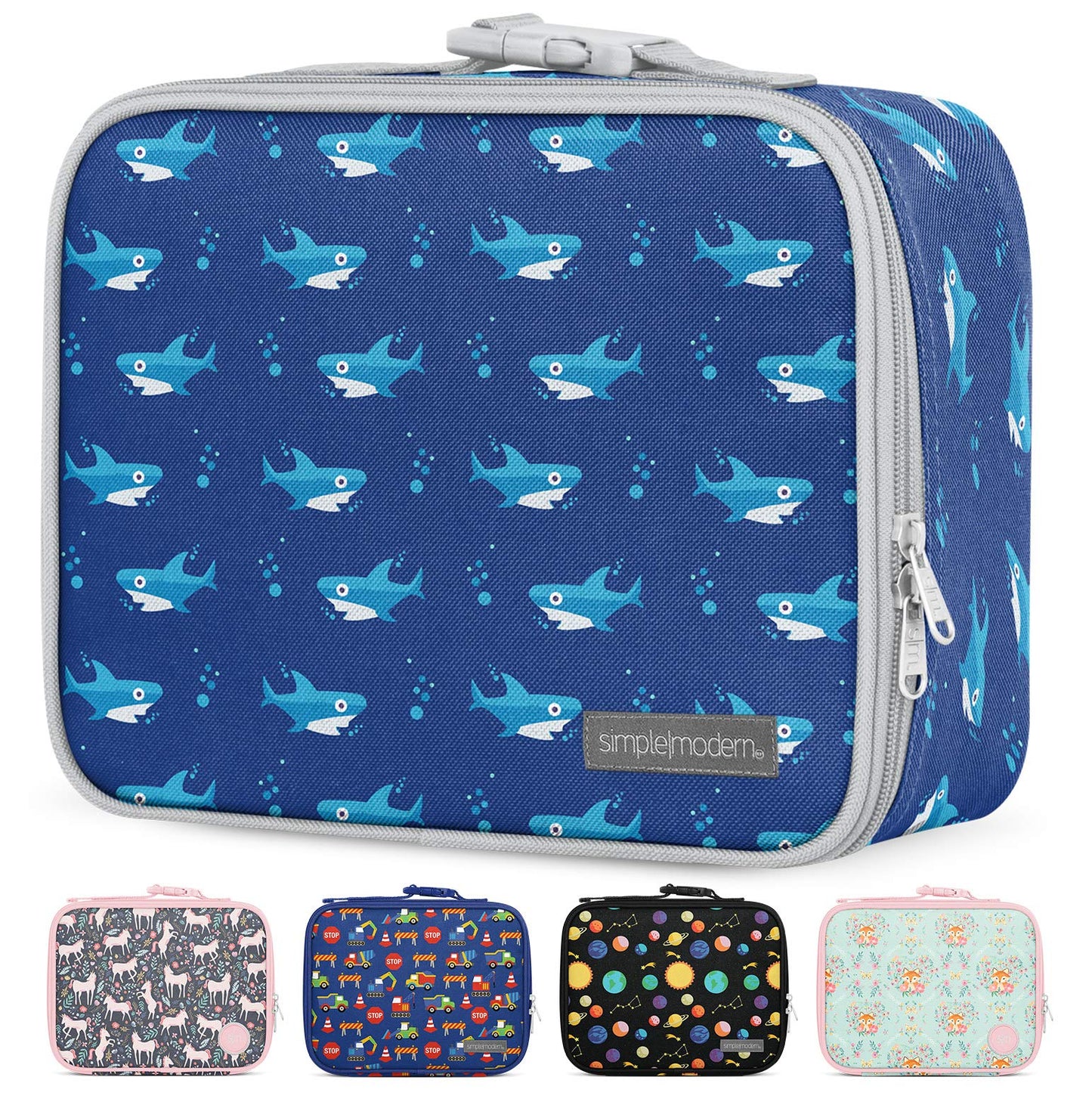 Simple Modern Kids Lunch Box for School | Reusable Insulated Lunch Bag for Toddler, Girl, and Boy | Meal Containers with Exterior & Interior Pockets | Hadley Collection | Shark Bite