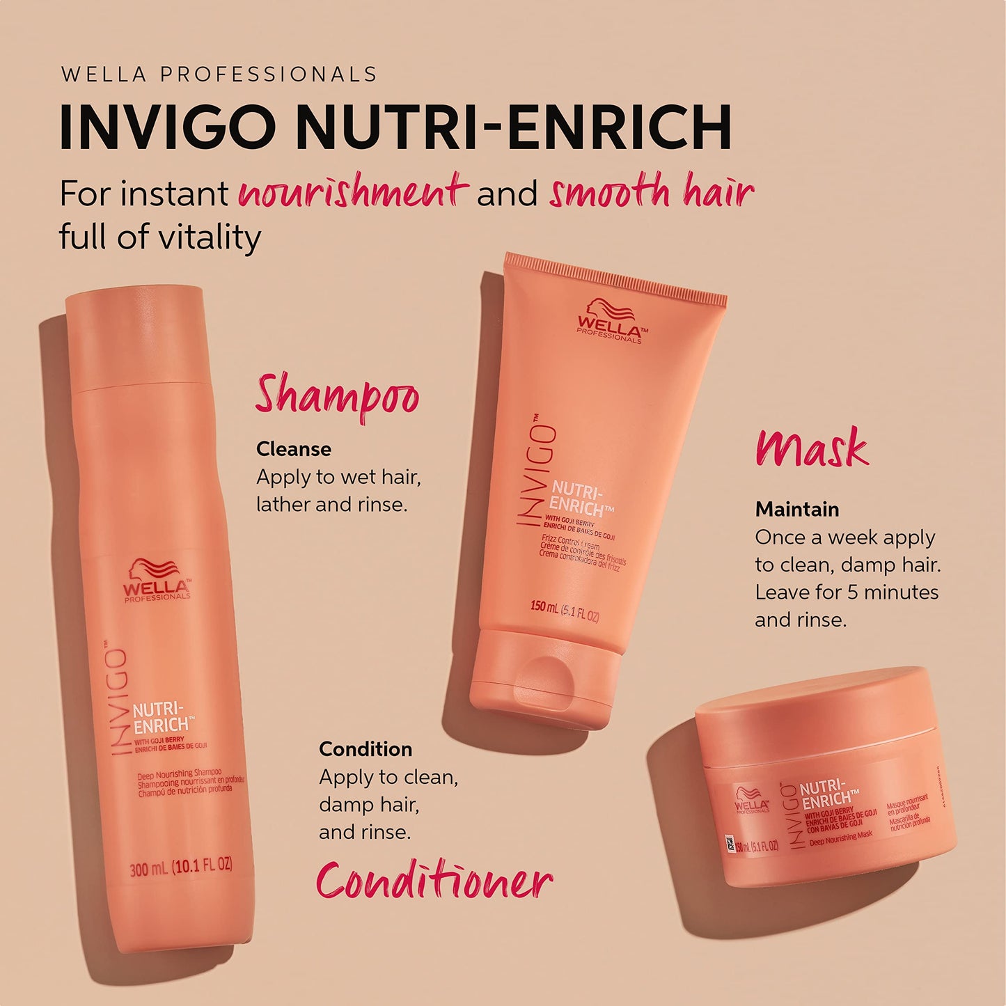 Wella Professionals Invigo Nutri-Enrich Conditioner| Deep Nourishing & Moisturizing Conditioner| For Dry & Damaged Hair| 33.8 Fl Oz