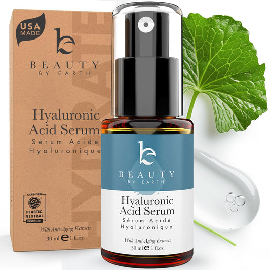 Hyaluronic Acid Serum for Face - USA Made with Natural & Organic Ingredients, Hydrating Anti Aging Face Serum, Softens and Smoothes Dry & Sensitive Skin, Fragrance Free Day & Night Facial Serum