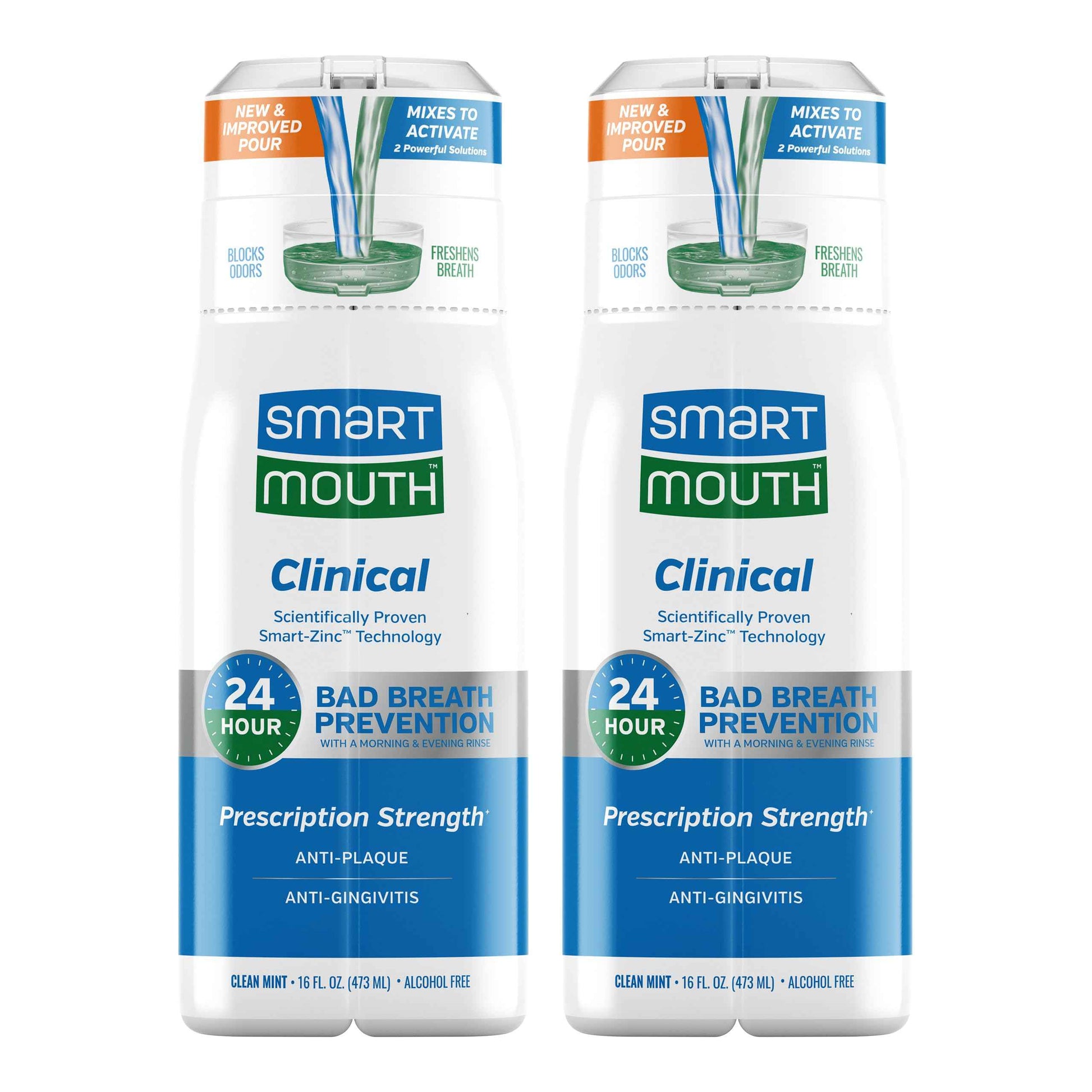 SmartMouth DDS Activated Clinical Mouthwash - Adult Mouthwash for Fresh Breath - for Gum Health, Gingivitis & More - Clean Mint Flavor, 16 fl oz (2 Pack)