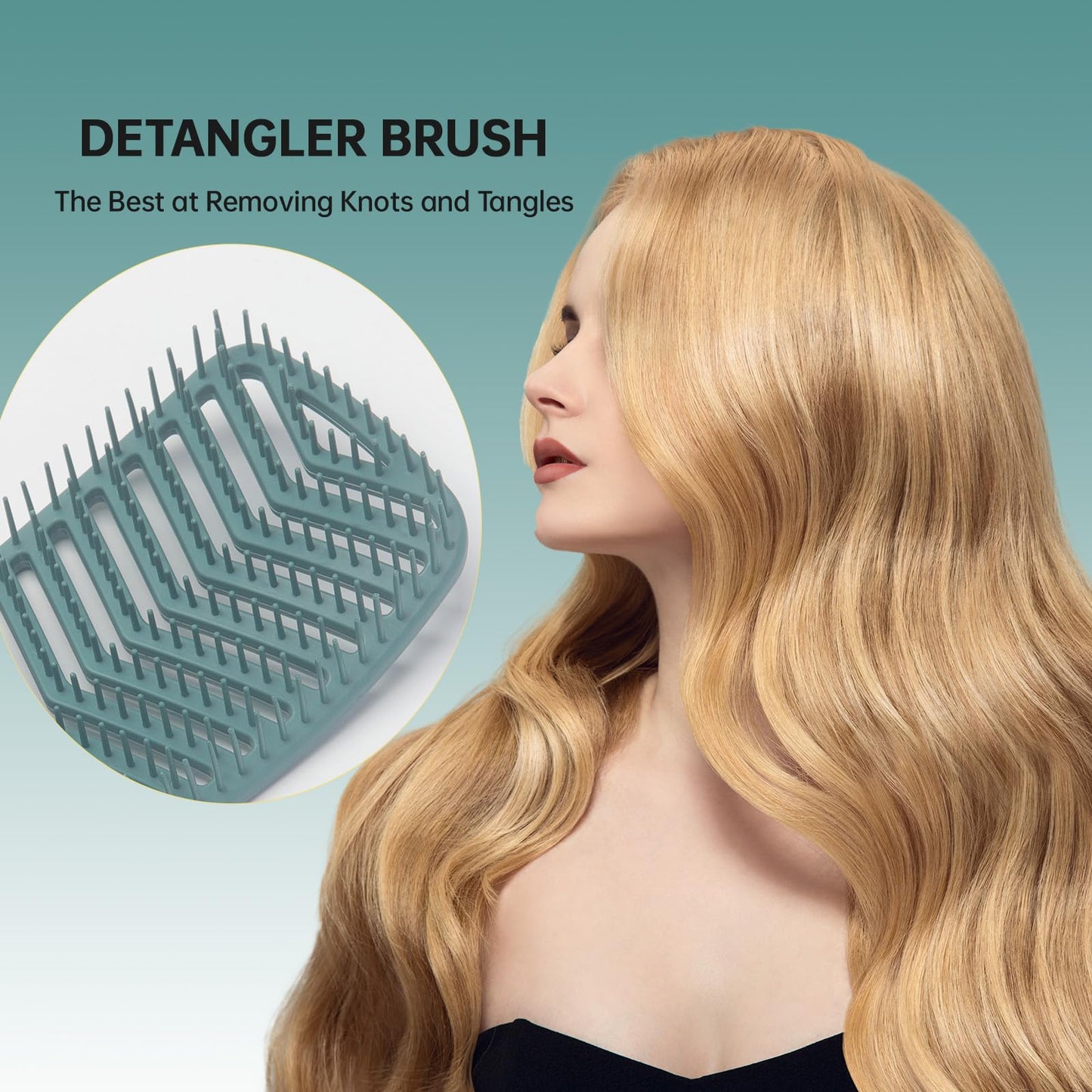 Detangling Brush, Dry and Wet Vented Detangler Hair Brush for Women and Men, Professional Paddle Curved Styling Hairbrush for Straight/Curly/Thick/Long/Wavy/Damaged Hair,Dark green…