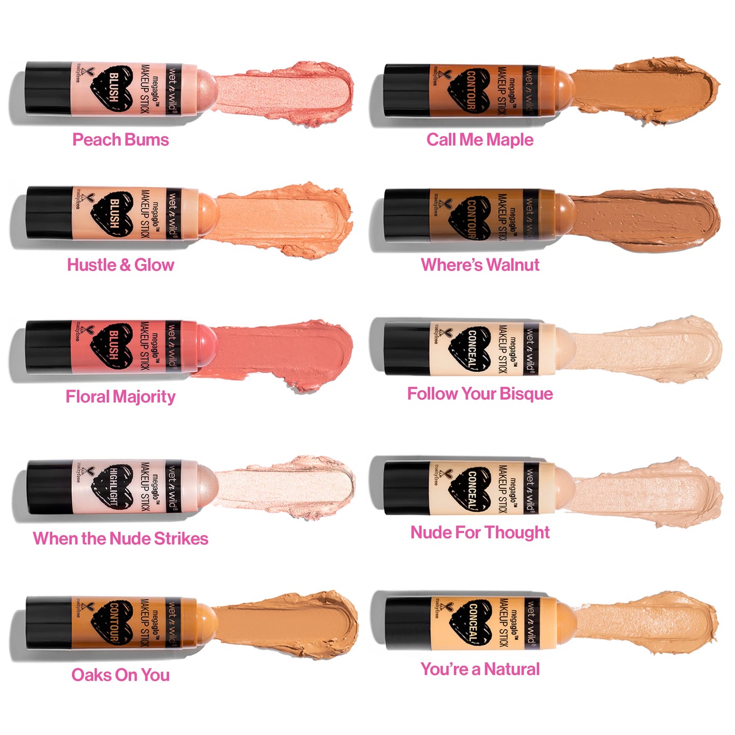 wet n wild MegaGlo Makeup Stick, Buildable Color, Versatile Use, Cruelty-Free & Vegan - Hustle & Glow