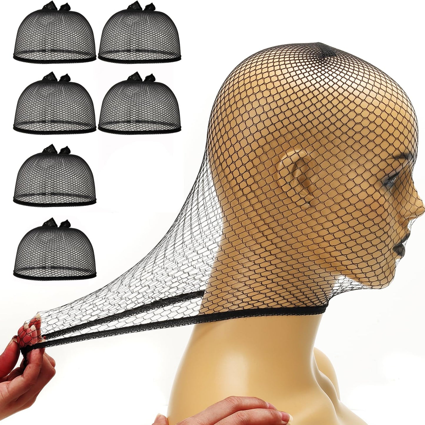 BEEOS Mesh Wig Cap, 6 Pieces Hair Net for Lace Front Wig Black Net Cap for Women