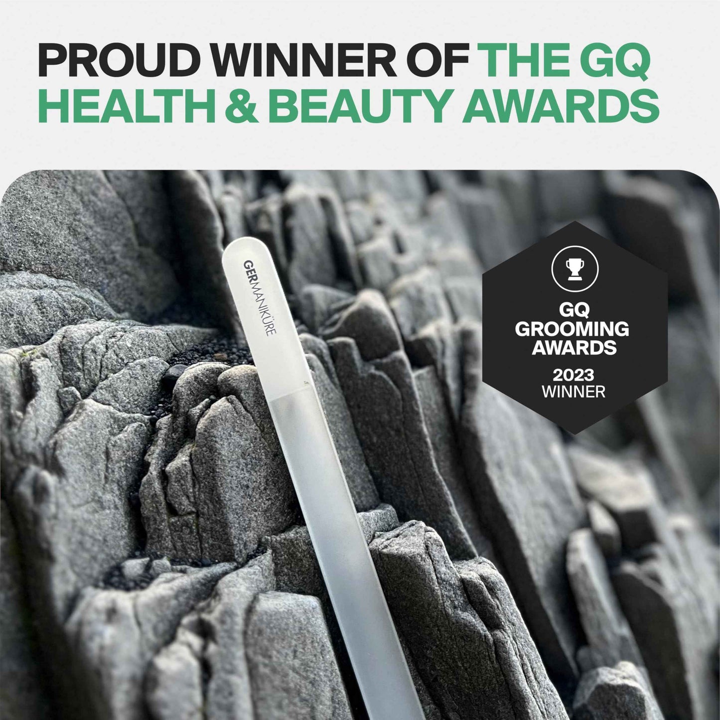 GERMANIKURE 2 Pc Gray Glass Nail File Set with Suede Sleeves - Fingernail File & Small Travel Nail File - Professional Manicure & Pedicure Kit for Natural Nails - Ethically Made in Czech Republic