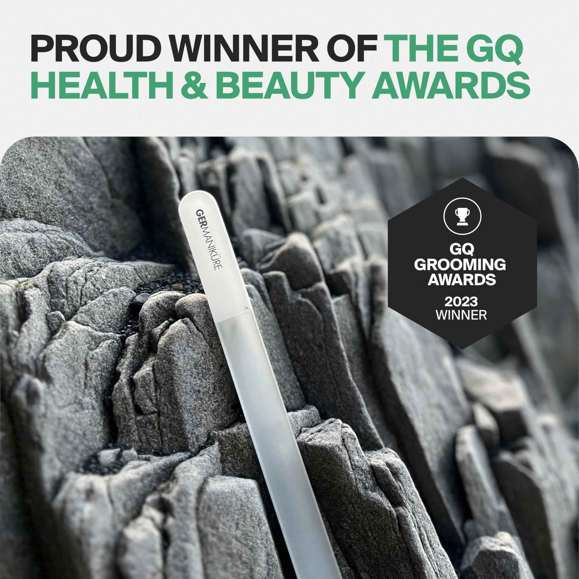 GERMANIKURE 2 Pc Gray Glass Nail File Set with Suede Sleeves - Fingernail File & Small Travel Nail File - Professional Manicure & Pedicure Kit for Natural Nails - Ethically Made in Czech Republic