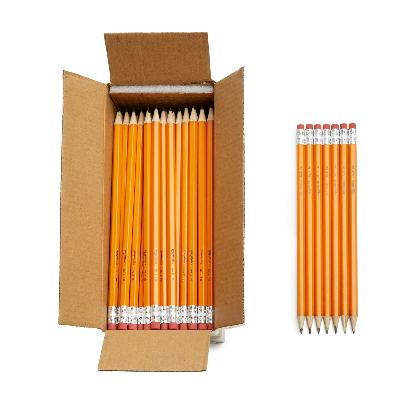 Amazon Basics Woodcased #2 Pencils, Pre-sharpened, HB Lead Bulk Box, 150 Count, Yellow