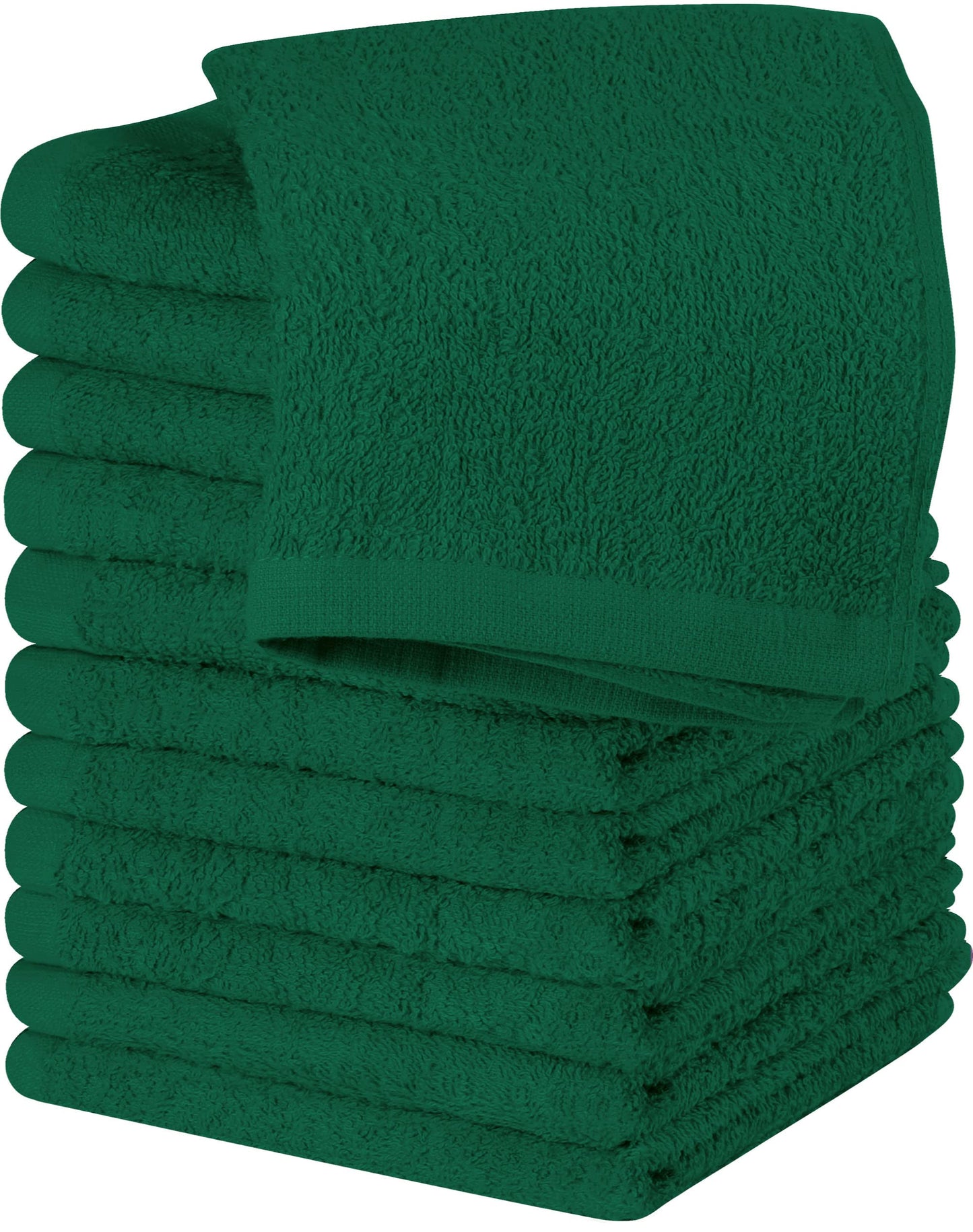 Utopia Towels 12 Pack Cotton Washcloths Set - 100% Ring Spun Cotton, Premium Quality Flannel Face Cloths, Highly Absorbent and Soft Feel Fingertip Towels (Hunter Green)