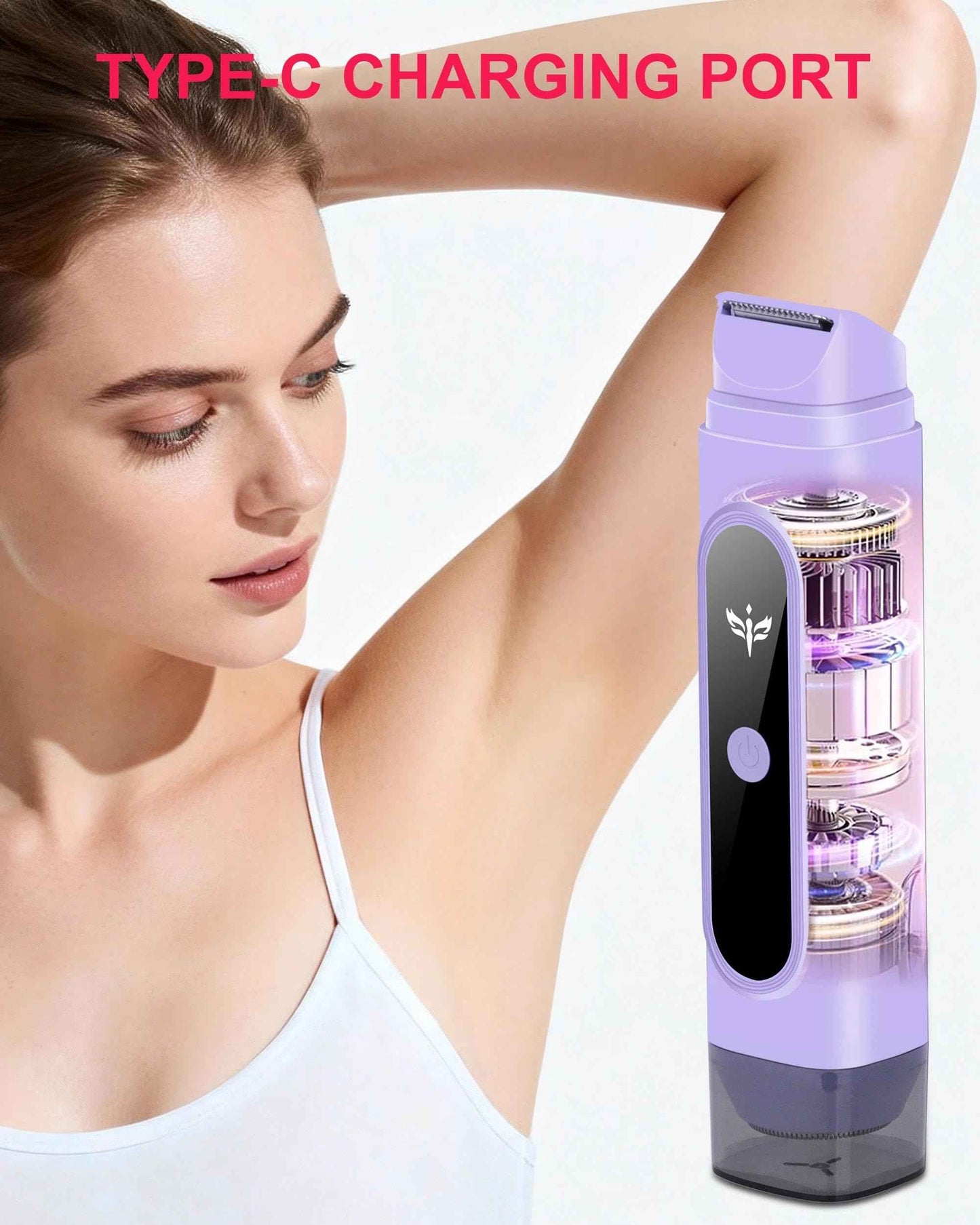 Kaaeiccr Bikini Trimmer for Women, Dual-Blade Shaver for Trimming Body and Pubic Hair for Silky Skin, Waterproof Design, Easy to Clean, Suitable for Underarms, Body, and Legs (Purple)
