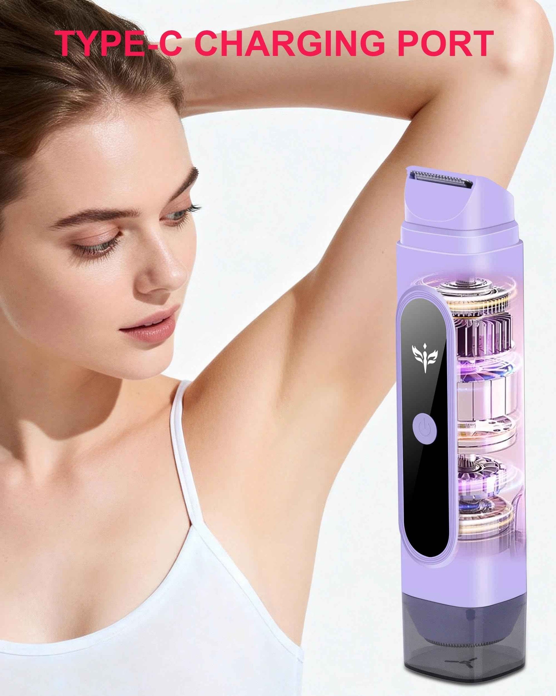Kaaeiccr Bikini Trimmer for Women, Dual-Blade Shaver for Trimming Body and Pubic Hair for Silky Skin, Waterproof Design, Easy to Clean, Suitable for Underarms, Body, and Legs (Purple)