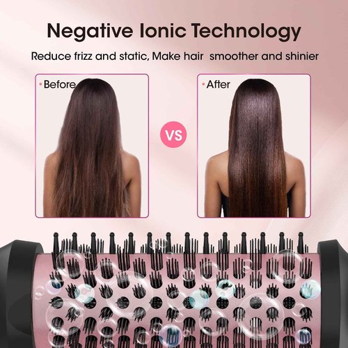 CINOSTAR Heated Round Brush for Blowout Look Volumizer, 1.5 inch Styler Tool, 6 Temps Ionic Thermal Brush, Fast Heating, Dual Voltage for Travel, Purple