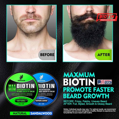 aokur 2 Pack Beard Balm for Men – Sandalwood & Unscented – Biotin Beard Conditioner for Softening, Styling & Supporting Beard Growth – Gift Set for Father’s Day, Anniversaries & Christmas