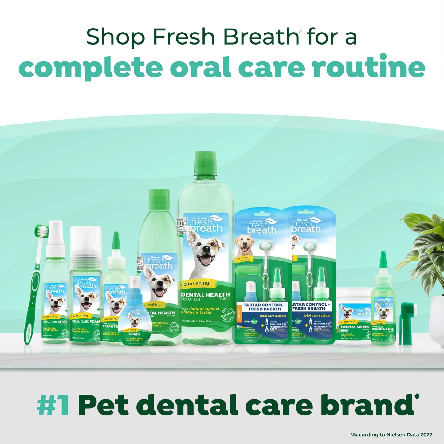 TropiClean Fresh Breath Advanced Whitening with 3D MICROGUARD | Dog Breath Water Additive | Dental Care | Dog Breath Freshener | Simple Pet Teeth Cleaning | Made in USA | 33.8 oz