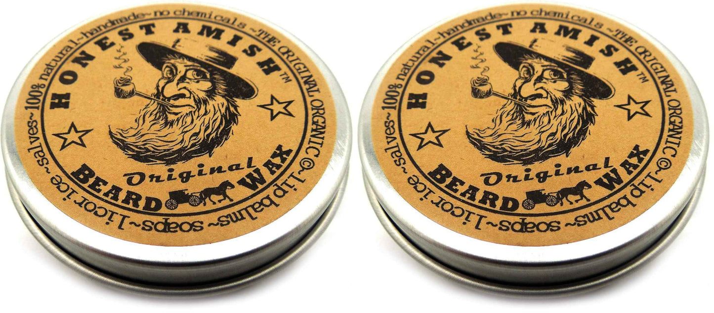 Honest Amish Original Beard Wax - All Natural and Organic- 2 ounce (Pack of 2)