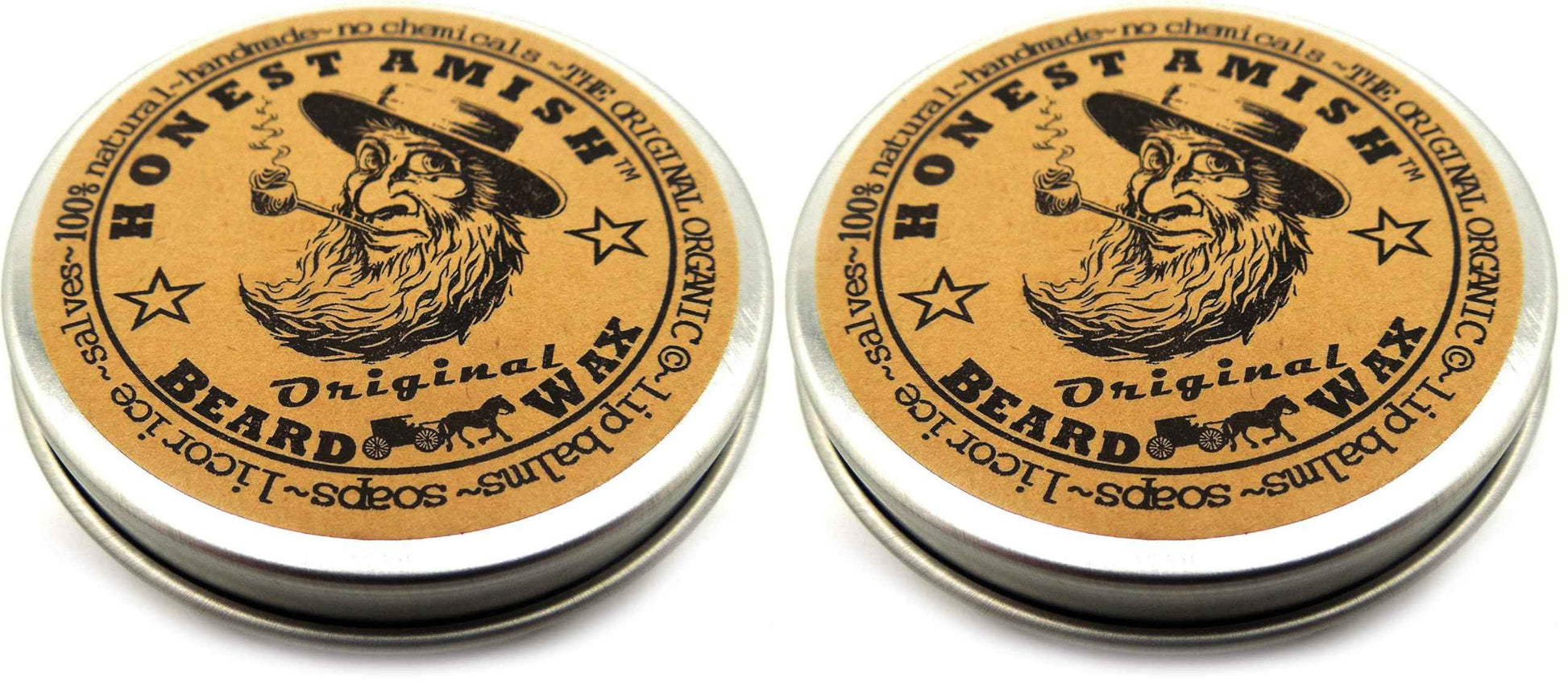 Honest Amish Original Beard Wax - All Natural and Organic- 2 ounce (Pack of 2)