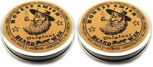 Honest Amish Original Beard Wax - All Natural and Organic- 2 ounce (Pack of 2)
