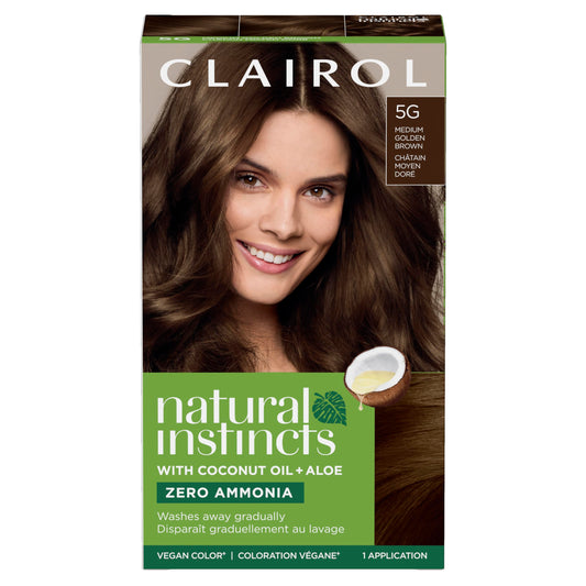 Clairol Natural Instincts Demi-Permanent Hair Dye, 5G Medium Golden Brown Hair Color, Pack of 1