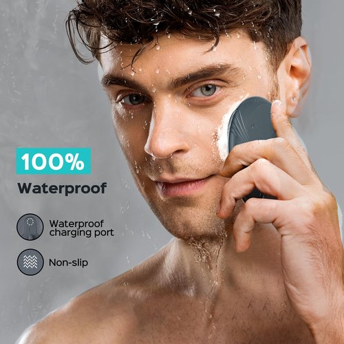 COSLUS Facial Cleansing Brush Face Scrubber : Portable Silicone Waterproof Rechargeable Face Wash Brush, 5 Cleansing Modes, Electric Deep Cleaning for Men & Women, Removing Blackhead, Exfoliating